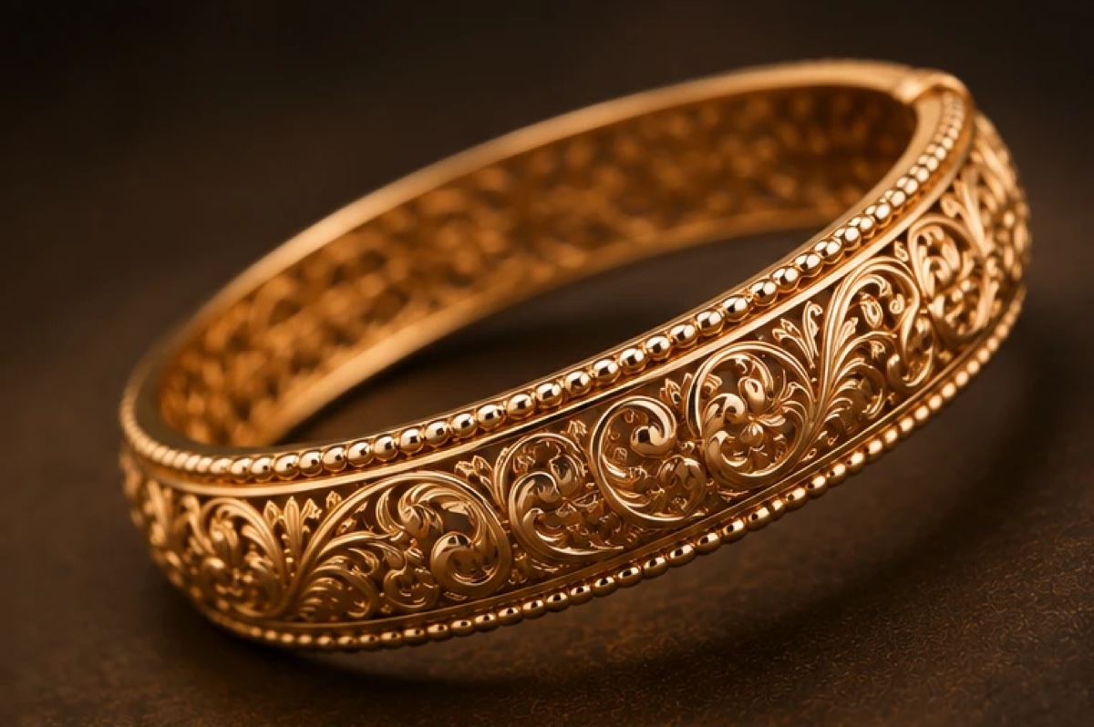 Ornate gold bangle