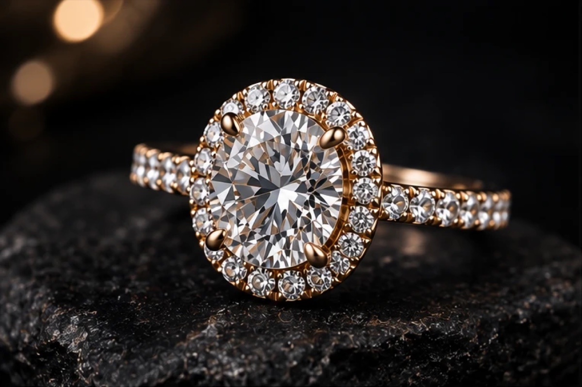 Diamond halo ring