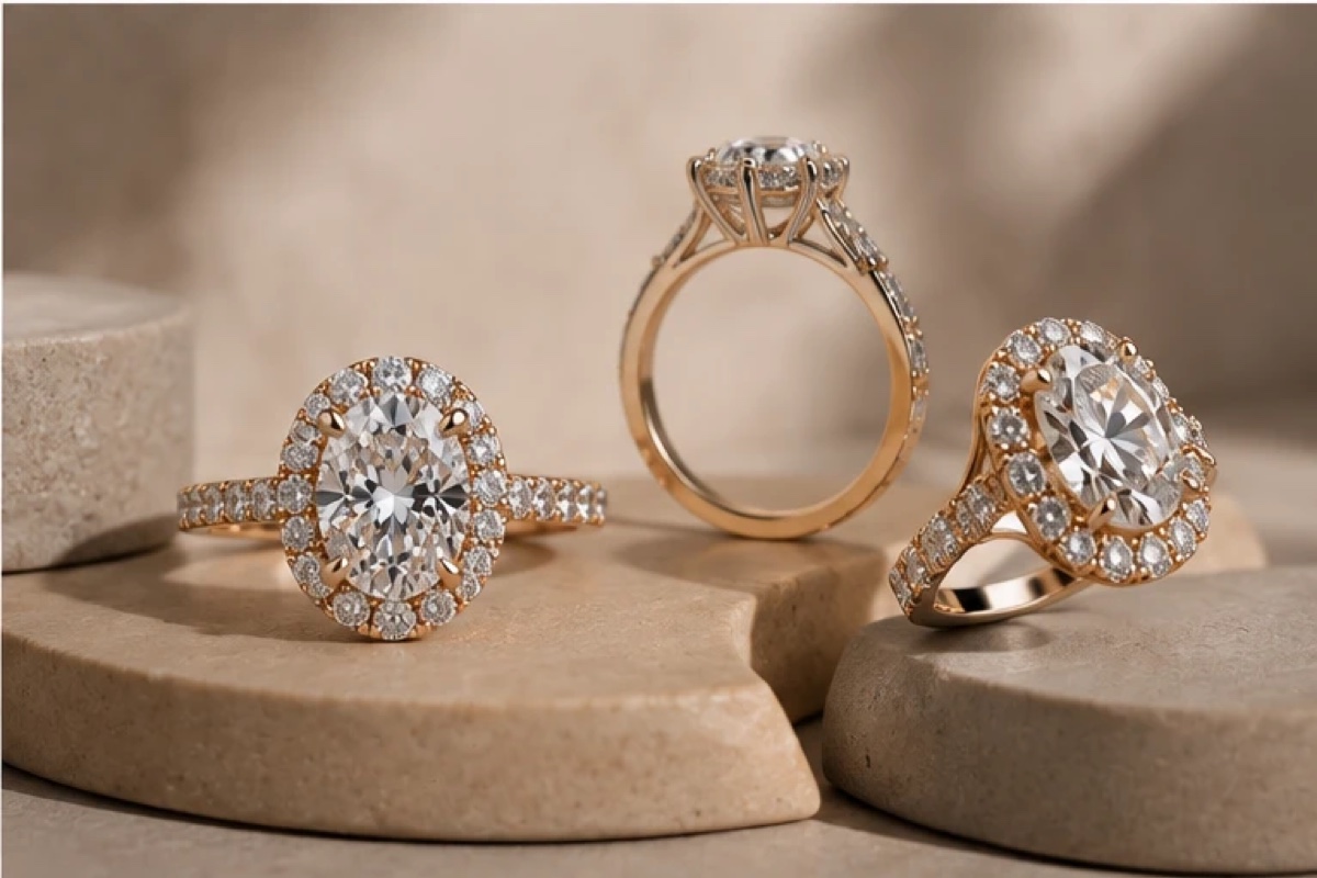 Gold diamond rings